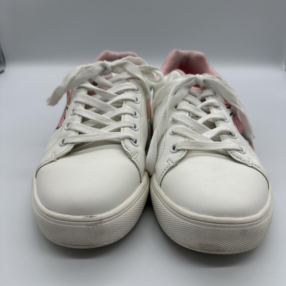 Disney‎ Minnie Mouse Shoes Womens Size 9 White Pink Bow Print Athletic Sneakers